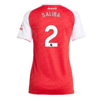Arsenal William Saliba #2 Maglia Gara Casa Repliche 2025-26 Donna Maniche Corte